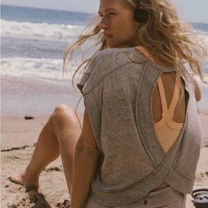 Free people movement my time tee Gray Open-Back Top